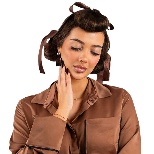 Brown 3 Sticks  No-Heat Hair Curling Ribbon Kit - Silk Ribbon Curling Wand for Sleep-in Styling