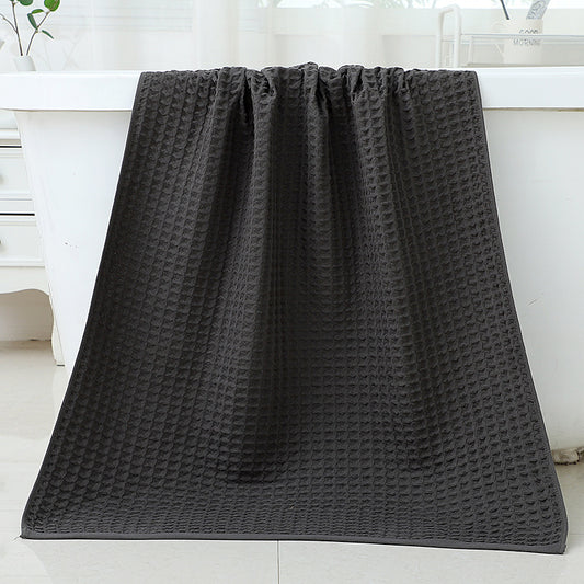 Black Luxury Cotton Waffle Bath Towel, Soft, Quick-Drying, Water Absorbent, Unisex, for Home Use