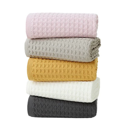 Black Luxury Cotton Waffle Bath Towel, Soft, Quick-Drying, Water Absorbent, Unisex, for Home Use