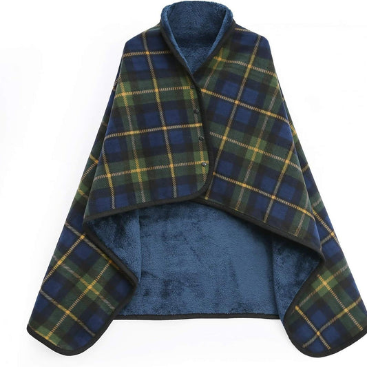 Green-blue Rasa 100x140cm Wearable Fleece Blanket - Soft, Warm & Anti-Pilling, Stylish Plaid Design