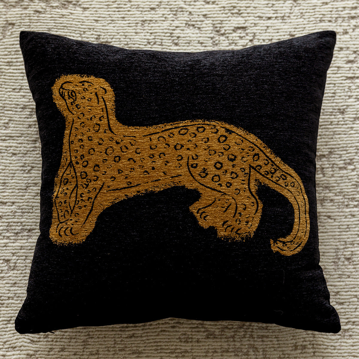 Black Background With Yellow Panthers 45x45cm Decorative Zebra-Pattern Pillow Cover with Non-Woven Insert