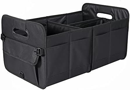 Black Foldable Car Storage Organizer Basket - 55x32x32cm with Handles, Easy to Fold