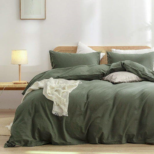 Green 1.8m (Duvet Cover 180*220cm) Luxurious Soft Brushed Microfiber 4-Piece Bedding Set - Pure Color Double Bed Duvet Cover with Fitted Sheet