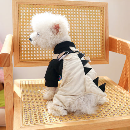 S Beige Punk Strappy Pants Cute Four-Legged Dog Clothes - Spring/Summer Pet Outfit, Soft & Breathable