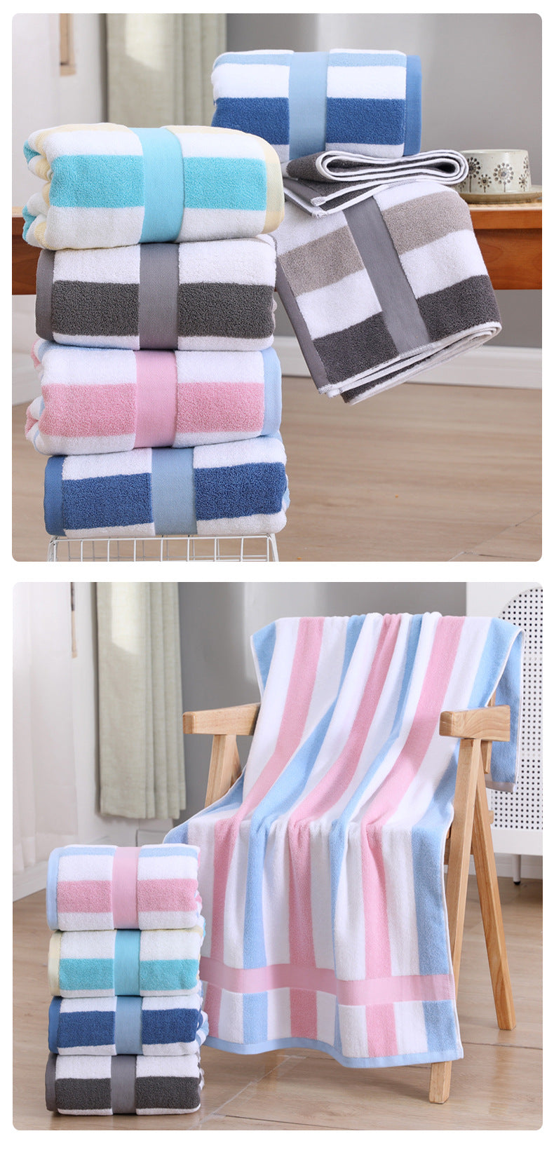 Emerald Ultra-Absorbent Long-Fiber Cotton Large Bath Towel- Perfect for Home, Hotel, and Beauty Salons 140cm*70cm