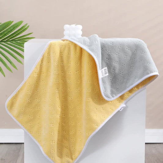 Yellow-gray Oversized Double-Sided Coral Fleece Bath Towel | Soft and Absorbent, Thick & Warm, 70x140cm