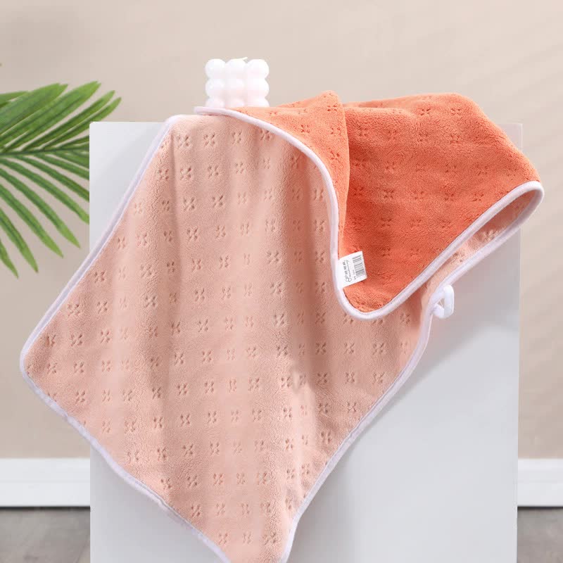 Pink-orange Oversized Double-Sided Coral Fleece Bath Towel | Soft and Absorbent, Thick & Warm, 70x140cm