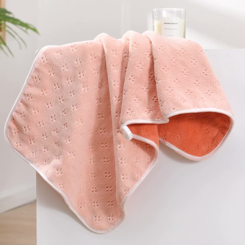 Pink-orange Oversized Double-Sided Coral Fleece Bath Towel | Soft and Absorbent, Thick & Warm, 70x140cm