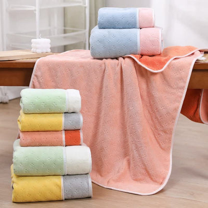 Pink-orange Oversized Double-Sided Coral Fleece Bath Towel | Soft and Absorbent, Thick & Warm, 70x140cm