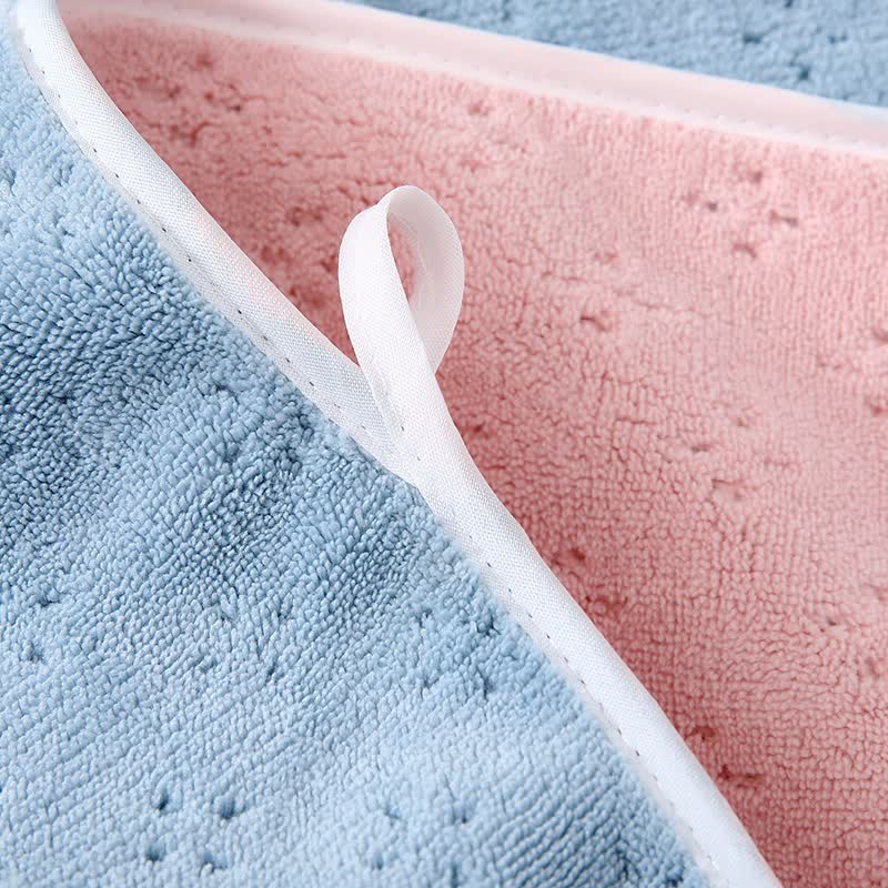 Blue-pink Oversized Double-Sided Coral Fleece Bath Towel | Soft and Absorbent, Thick & Warm, 70x140cm