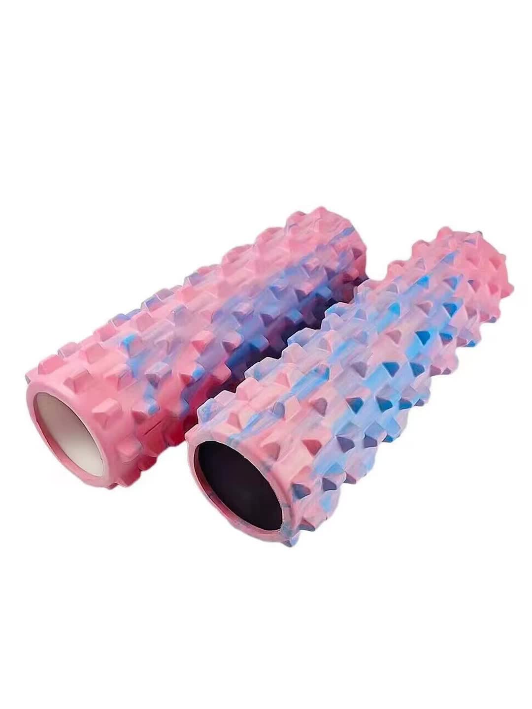 Colorful Hollow Yoga Foam Roller 45cm – Colorful Wolf Tooth Design Muscle Relaxation Massage Stick for Fitness and Sports