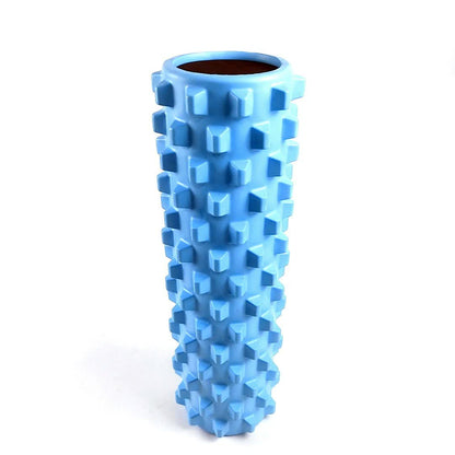 Blue Solid Yoga Foam Roller 45cm - Colorful Wolf Tooth Design Muscle Relaxation Massage Stick for Fitness and Sports