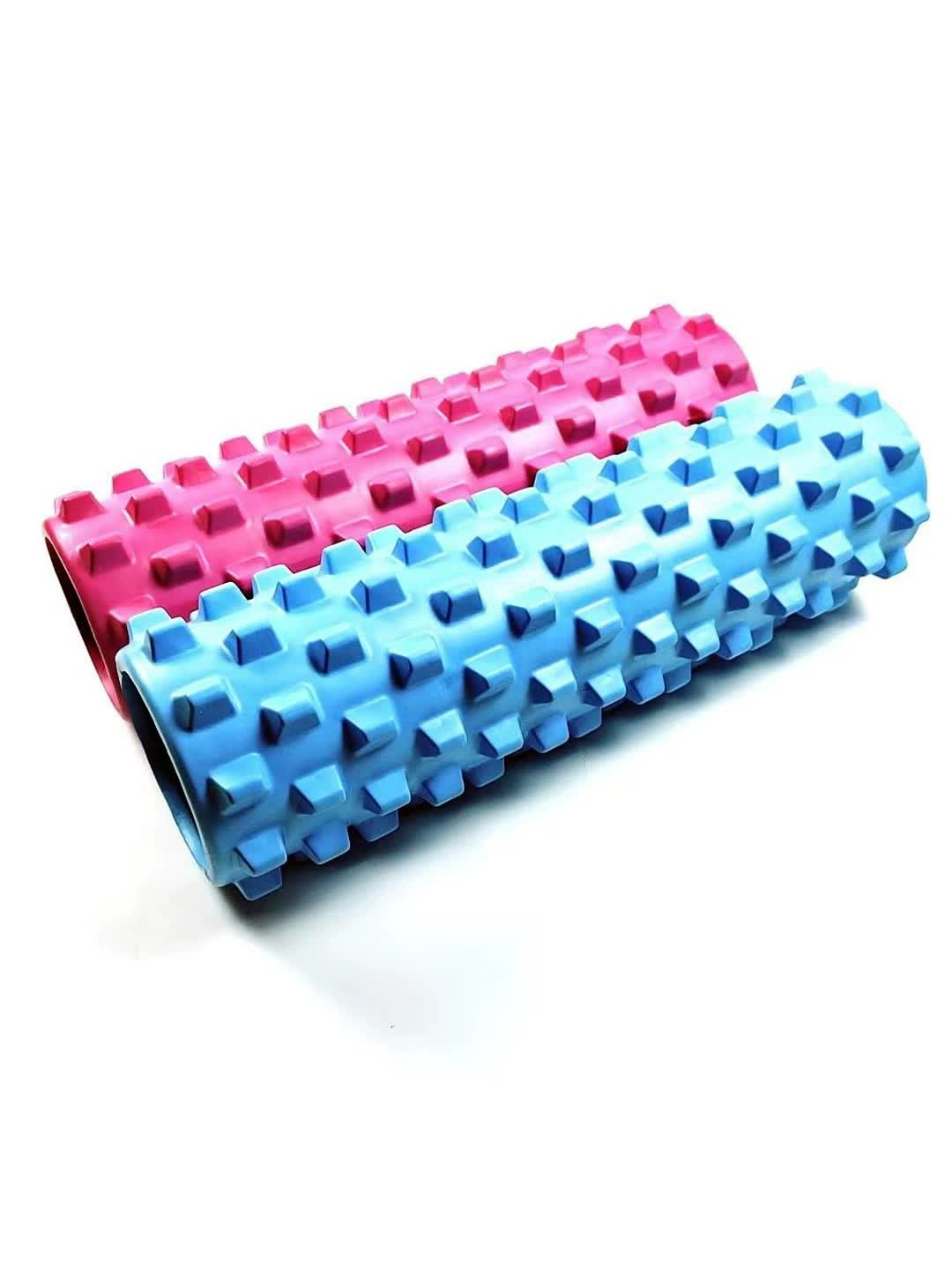 Black Solid Yoga Foam Roller 45cm -Colorful Wolf Tooth Design Muscle Relaxation Massage Stick for Fitness and Sports