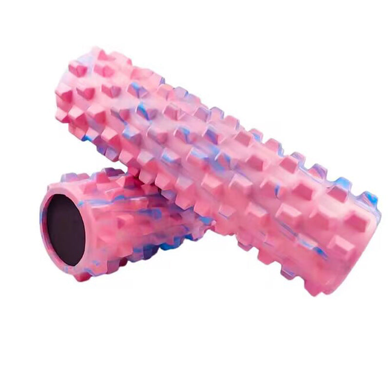 Black Solid Yoga Foam Roller 45cm -Colorful Wolf Tooth Design Muscle Relaxation Massage Stick for Fitness and Sports