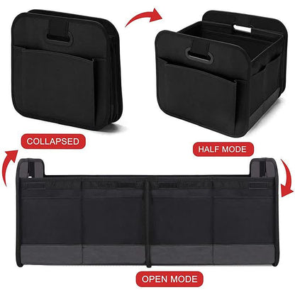 Foldable Fabric Car Trunk Organizer - Collapsible Storage Box for Vehicle Organization 60x37x31cm