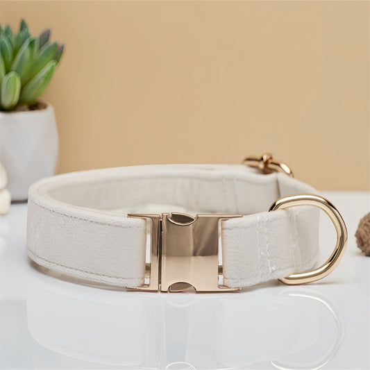 Beige Durable Dog Collar with Metal Buckle - Adjustable Nylon Pet Collar for Small to Large Dogs Size XS