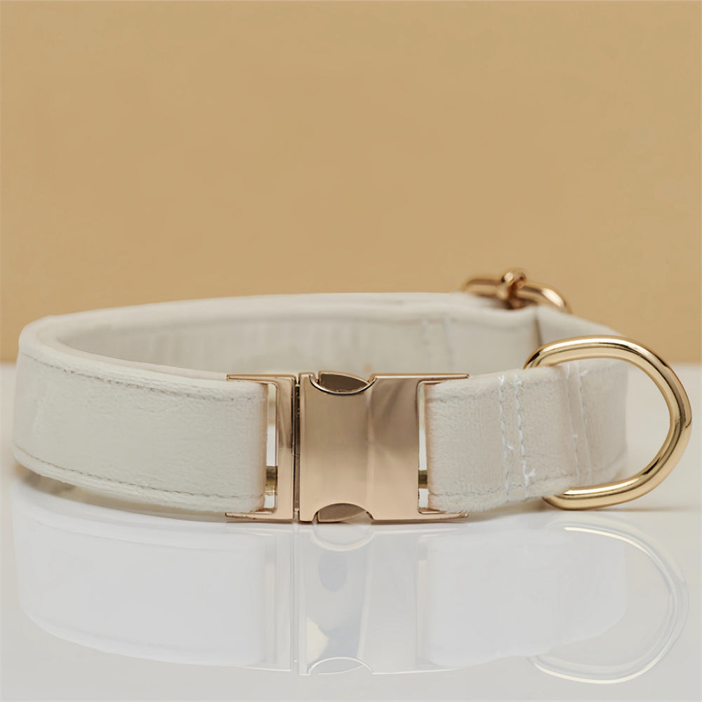 Beige Durable Dog Collar with Metal Buckle - Adjustable Nylon Pet Collar for Small to Large Dogs Size S