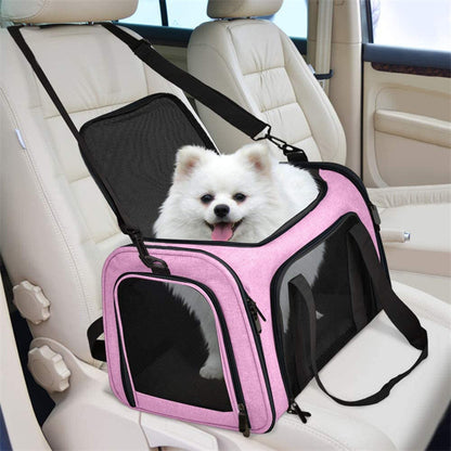 Pink Portable Pet Travel Carrier Bag - Foldable, Durable, and Comfortable for Small Dogs & Cats 50cmx34cmx34cm