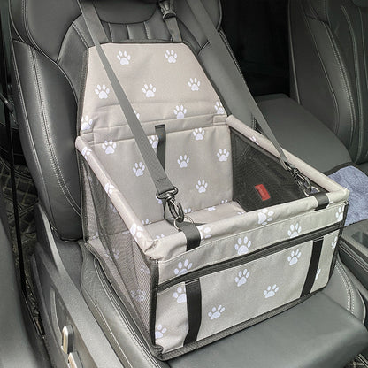 Gray footprints Portable Pet Car Seat for Dogs and Cats - Adjustable Car Seat Cover, Pet Travel Car Carrier with Safety Belt