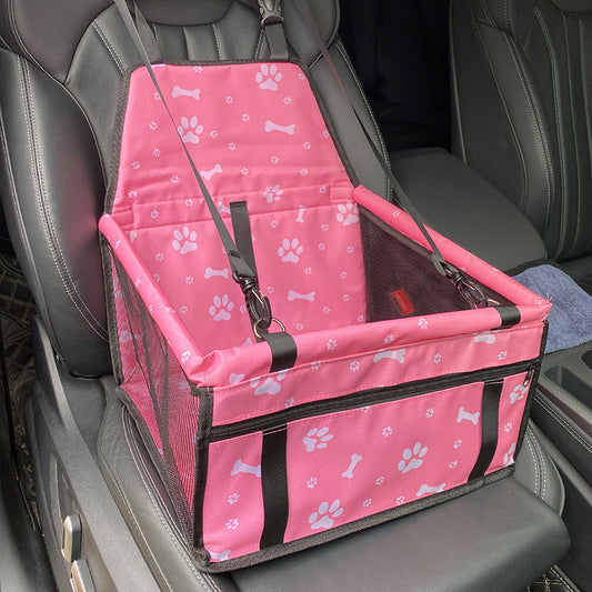 Pink bone print Portable Pet Car Seat for Dogs and Cats - Adjustable Car Seat Cover, Pet Travel Car Carrier with Safety Belt