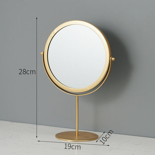 Gold Rotating Tabletop Makeup Mirror - 360° Swivel Vanity Mirror for Bedroom & Desk