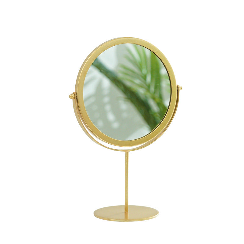 Gold Rotating Tabletop Makeup Mirror - 360° Swivel Vanity Mirror for Bedroom & Desk