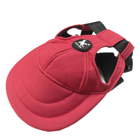 Size L Red Adjustable Pet Baseball Cap for Cats and Dogs - Cute Sun Protection Hat for Outdoor Adventures