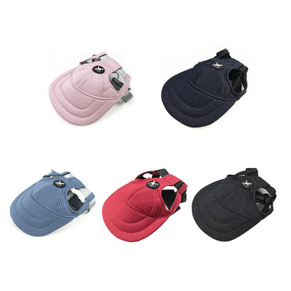 Size L Red Adjustable Pet Baseball Cap for Cats and Dogs - Cute Sun Protection Hat for Outdoor Adventures