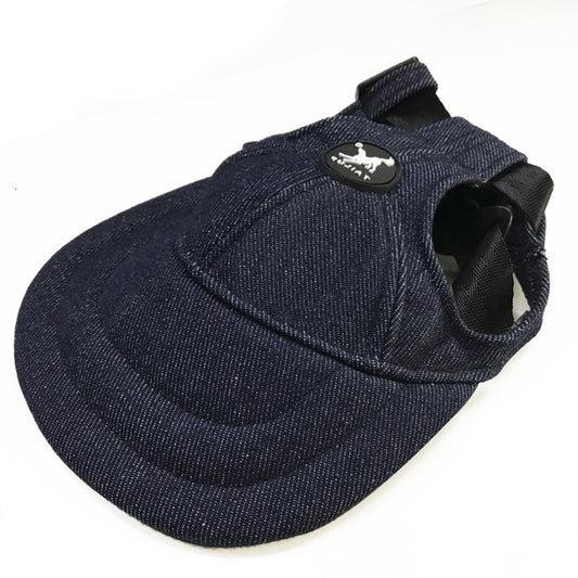 Size L Dark Blue Adjustable Pet Baseball Cap for Cats and Dogs - Cute Sun Protection Hat for Outdoor Adventures