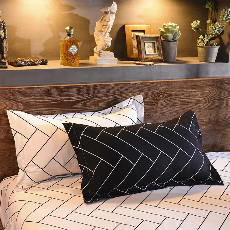 Luxurious Black Chevron 3-Piece Polyester Duvet Cover Set with 2 Pcs Pillowcases – Elegant Bedding, Machine Washable, 173x230cm Duvet + 51x76cm Pillowcases