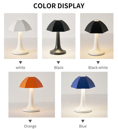 Black And White Nordic Umbrella Mushroom Table Lamp - Dimmable Ambient Light