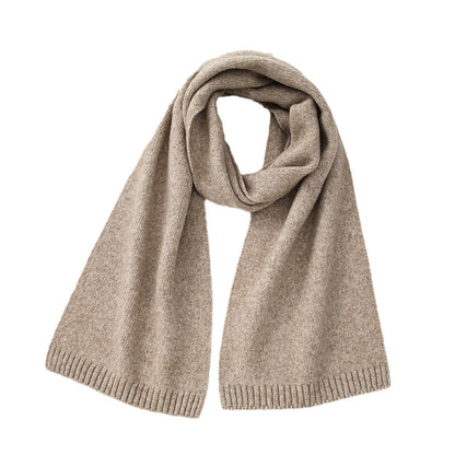 Dark Khaki Soft Wool-Blend Solid Color Knit Scarf for Women - Cozy Faux Cashmere Shawl