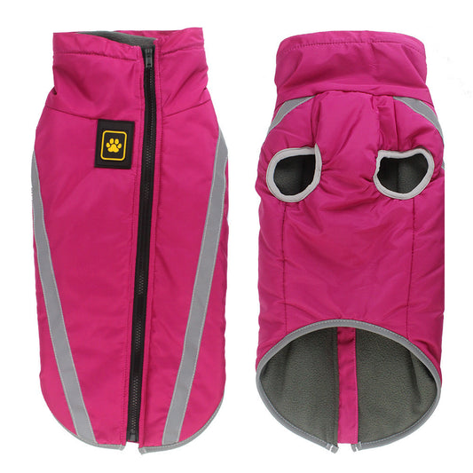 Size 3XL Pink Reflective Winter Dog Jacket - Warm & Waterproof Outdoor Coat for Large Breeds