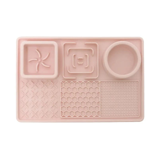 Pink Multi-Functional Pet Slow Feeder Lick Mat - Durable Food-Grade Silicone Anti-Bite Bowl for Dogs