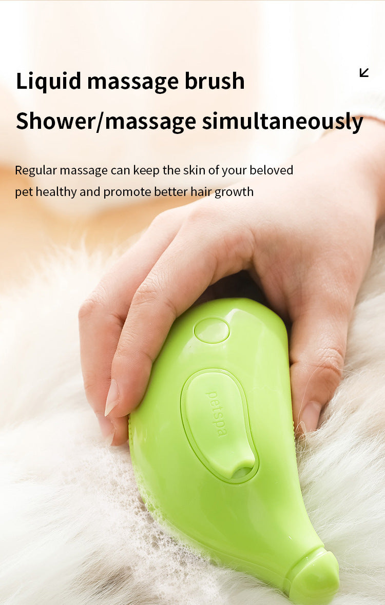 2 PCS Green Banana Electric Pet Brush | One-Click Spray, Massage, & Hair Removal