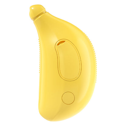 2 PCS Yellow Banana Electric Pet Brush | One-Click Spray, Massage, & Hair Removal