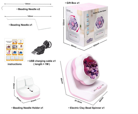 Light Pink DIY Electric Bead Spinner - Jewelry Making Tool with USB Charging