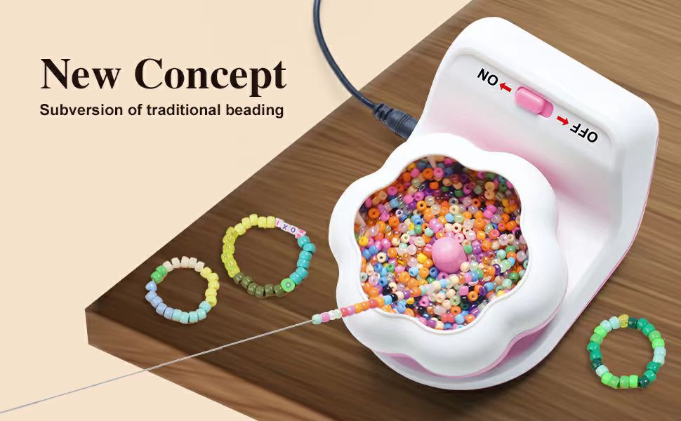 Light Pink DIY Electric Bead Spinner - Jewelry Making Tool with USB Charging