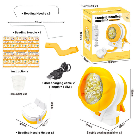 Yellow Automatic Bead Loader - Electric DIY Jewelry Making Kit with Accessories