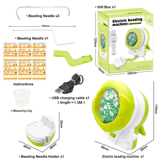 Green Automatic Bead Loader - Electric DIY Jewelry Making Kit with Accessories