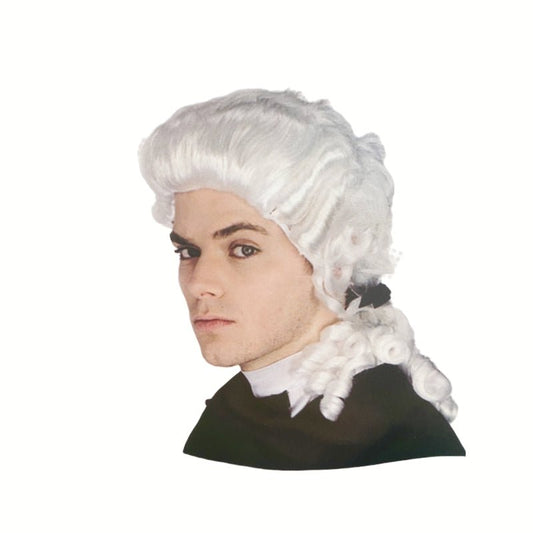 White Judge Wig Colonial Wig Lawyer Dress Costume Halloween Fancy Party wig