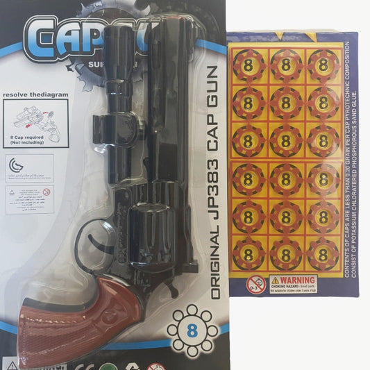 8 Shot Toy Cap Gun with 144 Free Caps - Large JP383 Black