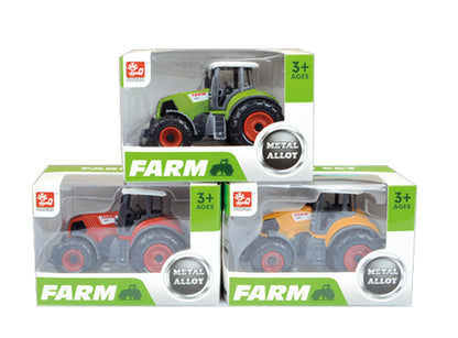 3x DIECAST METAL FARM TRACTORS RED YELLOW GREEN
