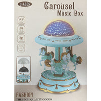 Blue Music Box Musical Carousel Horse LED Carousel Toy Child Birthday Xmas Gift