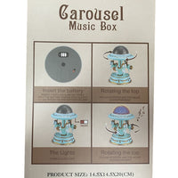 Blue Music Box Musical Carousel Horse LED Carousel Toy Child Birthday Xmas Gift