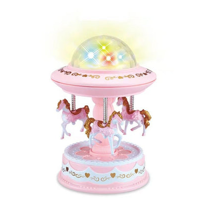 Pink Music Box Musical Carousel Horse LED Carousel Toy Child Birthday Xmas Gift