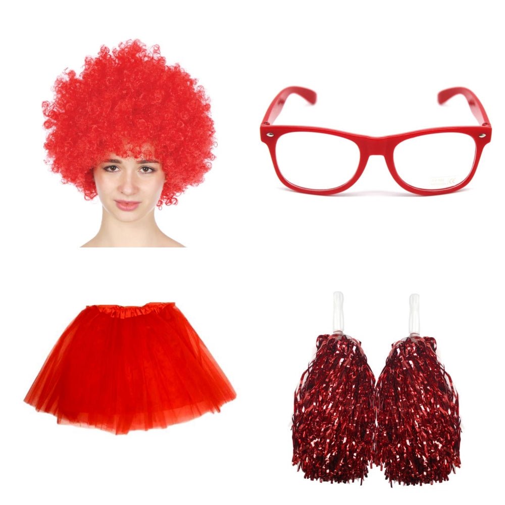 School house carnival colour celebrates kit Wig Glasses Tutus and Pom Poms - Blue