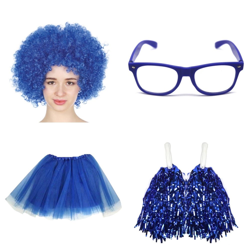 School house carnival colour celebrates kit Wig Glasses Tutus and Pom Poms - Red