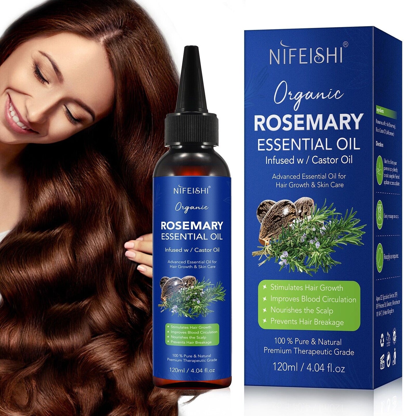 nifeishi organic rosemary essential oil 120 ml