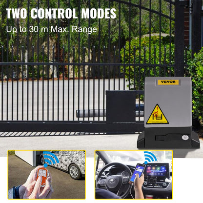 VEVOR Sliding Gate Opener, 1800 KG 4 m, Automatic Sliding Gate with 4 Remote Controllers & APP Control, Electric Rolling Driveway Slide Gate Motor, Complete Gate Operator Hardware Security System Kit